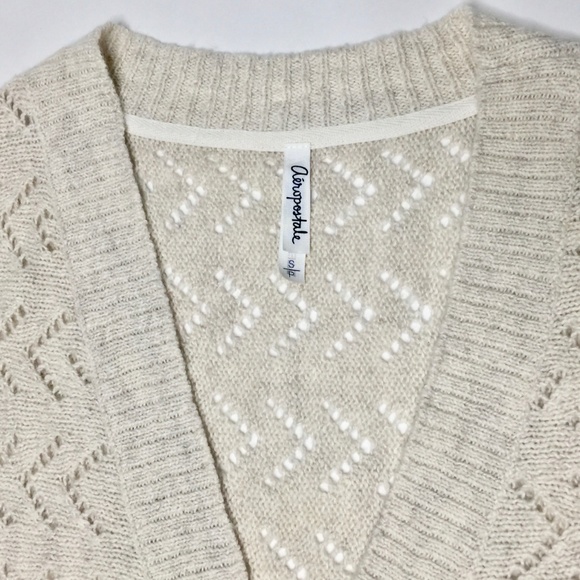 AEROPOSTALE Cardigan Sweater Sz Small Cream Ivory - Picture 5 of 8
